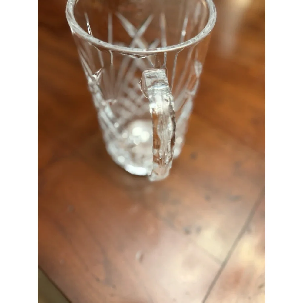Masquerade by Cristal D'Arques Blown‎ Cut Glass Pitcher Textured Handle 50 Oz